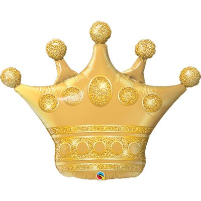 Шар фольгированный с гелием Корона золото, размер 89х74 см 3207-1050 фото