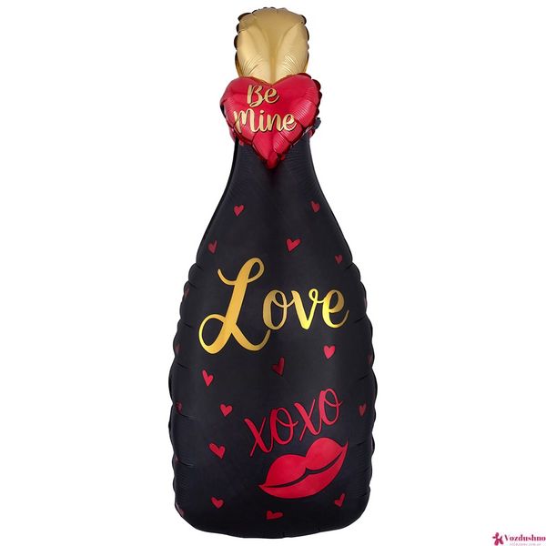 Кулька фольгована з гелієм Пляшка кохання Love XOXO 35х88 см 3207-3021 фото