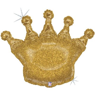 Кулька фольгована з гелієм Корона золотиста голографічна, розмір 61х75 см 3207-1269 фото