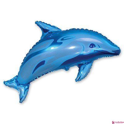 Шар фольгированный с гелием Дельфин голубой, размер 95х65 см 1207-0455 фото