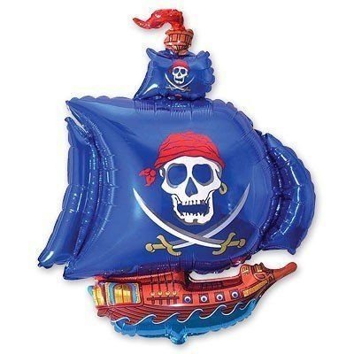 Кулька фольгована з гелієм Корабль піратський синій 78х105 см 1207-1041 фото