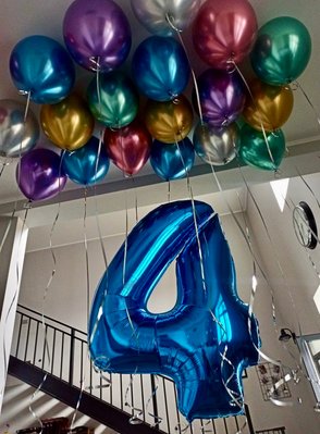 Фольгована кулька з гелієм Цифри Сині (від 0 до 9 на вибір) 40", розмір 102 см 1207-0007 фото