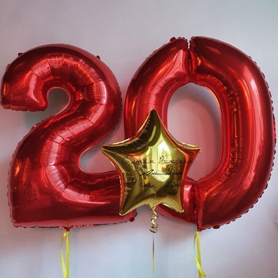 Фольгована кулька з гелієм Цифри Червоні (від 0 до 9 на вибір) 40", розмір 102 см 1207-0009 фото