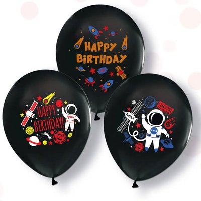 Кулька латексна з гелієм Космічний Happy Birthday 30 см 2103-5068 фото