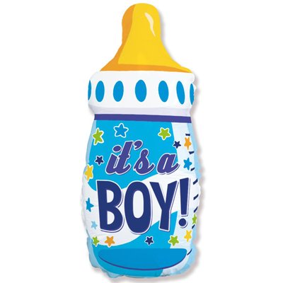 Кулька фольгована з гелієм Пляшечка блакитна It's a boy 3207-3037 фото