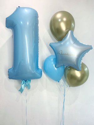 Фольгована кулька з гелієм Цифри Металік світло-блакитна (від 0 до 9 на вибір) 40", розмір 102 см 3207-3444 фото
