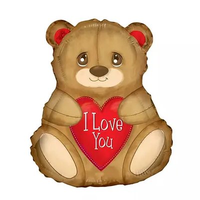 Фольгированный шарик фигура Медвежонок с сердцем  1207-6887 фото