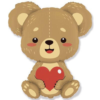 Шарик фольгированный с гелием Медвежонок влюбленный с сердцем 85х69 см 3207-3318 фото