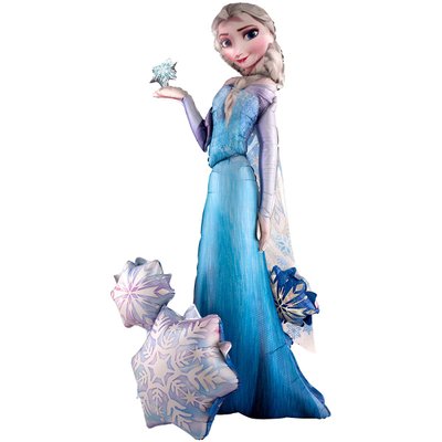 Большой фольгированный шар с гелием - ходячая фигура в форме Анны, Эльзы и снеговика Олафа из мультфильма Frozen (Холодное сердце). Размер – 68х147 см. 1208-0481 фото