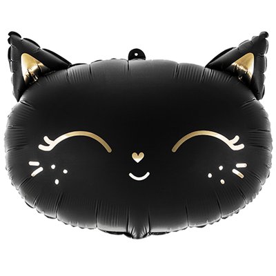 Шар фольгированный с гелием Кошечка черная голова, размер 48х36 см 3207-2974 фото