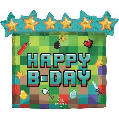 Фольгована кулька фігура з гелієм Happy B-day Майнкрафт динаміт", розмір 63 на 63 см 3207-3608 фото
