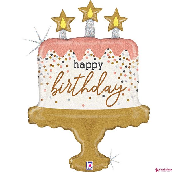 Шар фольгированный с гелием Торт порция Happy Birthday, размер 66 на 24 см 3207-2839 фото