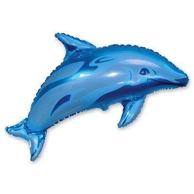 Шар фольгированный с гелием Дельфин голубой, размер 95х65 см 1207-0455 фото