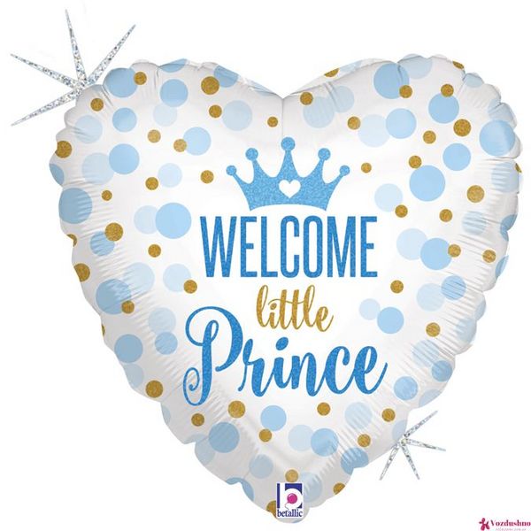 Шар фольгированный с гелием Сердце Welcome little prince 18" 3202-0319 фото